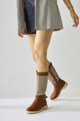 Harini Tan Textured Textile Detailed Boots