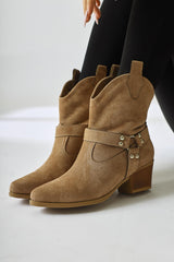 Hasena Mink Suede Belted Western Boots