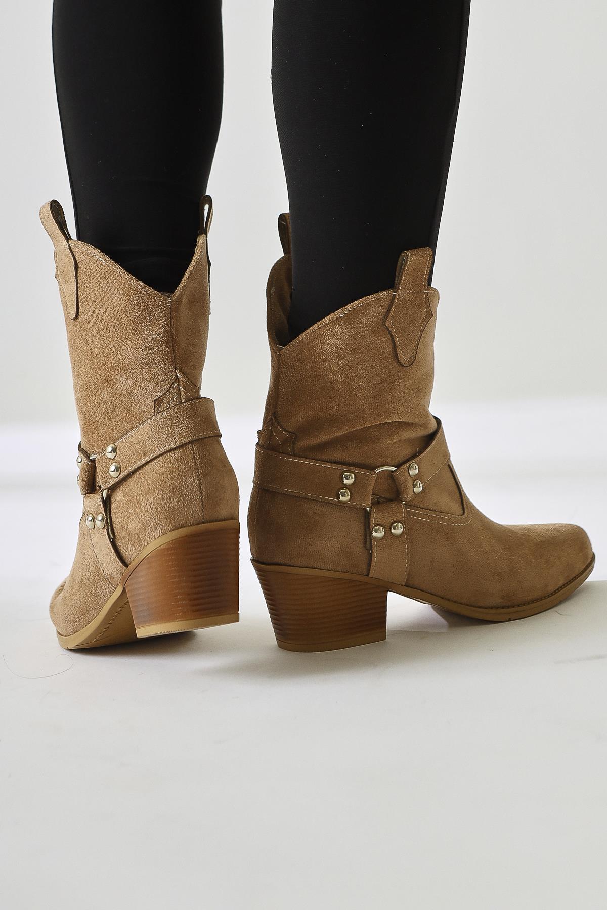 Hasena Mink Suede Belted Western Boots