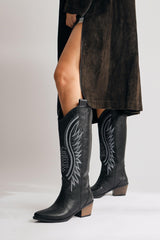 Hero Black Embroidered Cowboy Boots