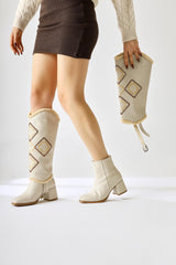 Hilka Ten Ethnic Patterned Boots with Removable Ankle Cuffs