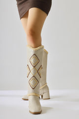 Hilka Ten Ethnic Patterned Boots with Removable Ankle Cuffs