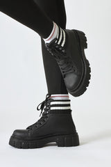 Hiva Black Textile Ankle Laced Sports Boots