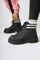 Hiva Black Textile Ankle Laced Sports Boots