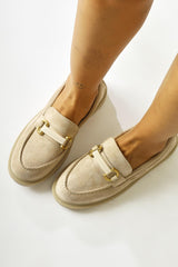 Jamnian Beige Suede Buckle Detailed Casual Shoes