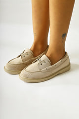 Janin Beige Suede Lace-Up Casual Shoes