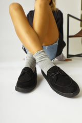 Janin Black Suede Lace-Up Casual Shoes