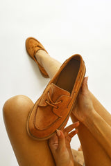 Janin Tan Suede Lace-Up Casual Shoes