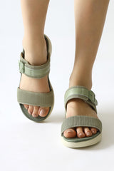 Jojo Green Double Textile Banded Comfortable Sole Slippers