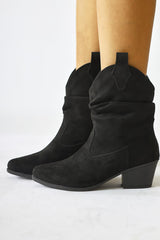 Juman Black Suede Gusseted Western Boots