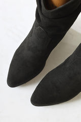 Juman Black Suede Gusseted Western Boots