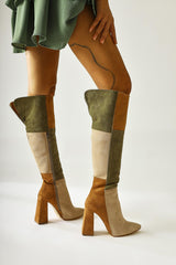 Kamiyah Khaki Beige Khaki Knee High Boots