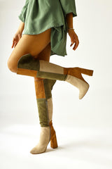 Kamiyah Khaki Beige Khaki Knee High Boots