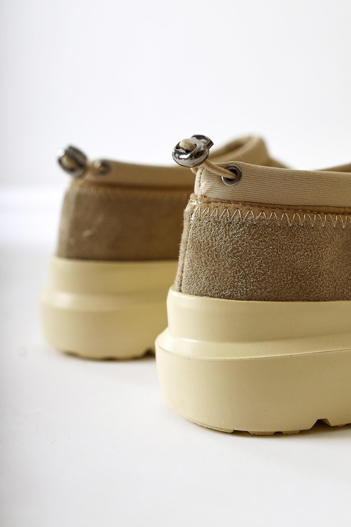 Katelyn Beige Suede Coated Toe Shoes with Fur Lining