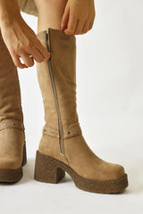 Kenzie Mink Suede Ankle Detail Boots