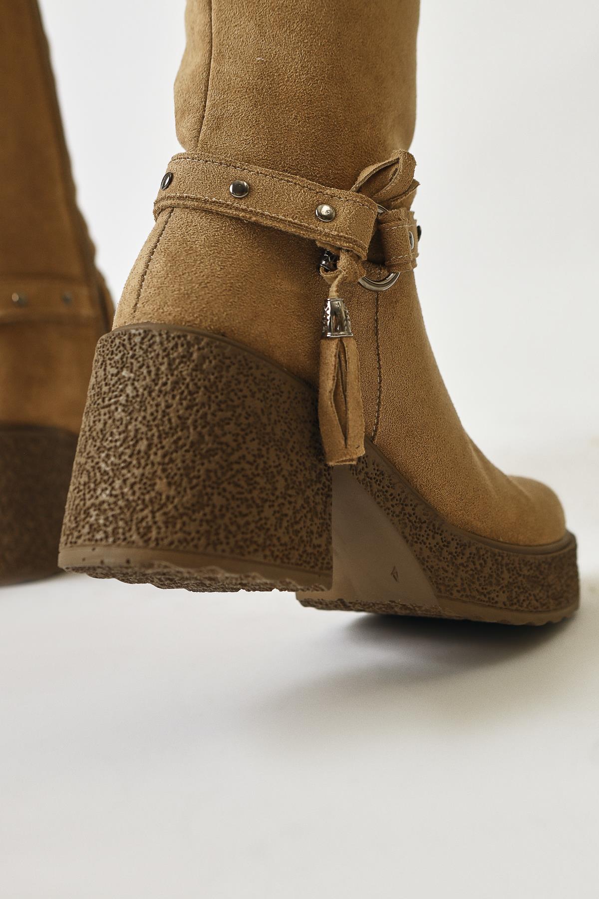 Kenzie Mink Suede Ankle Detail Boots