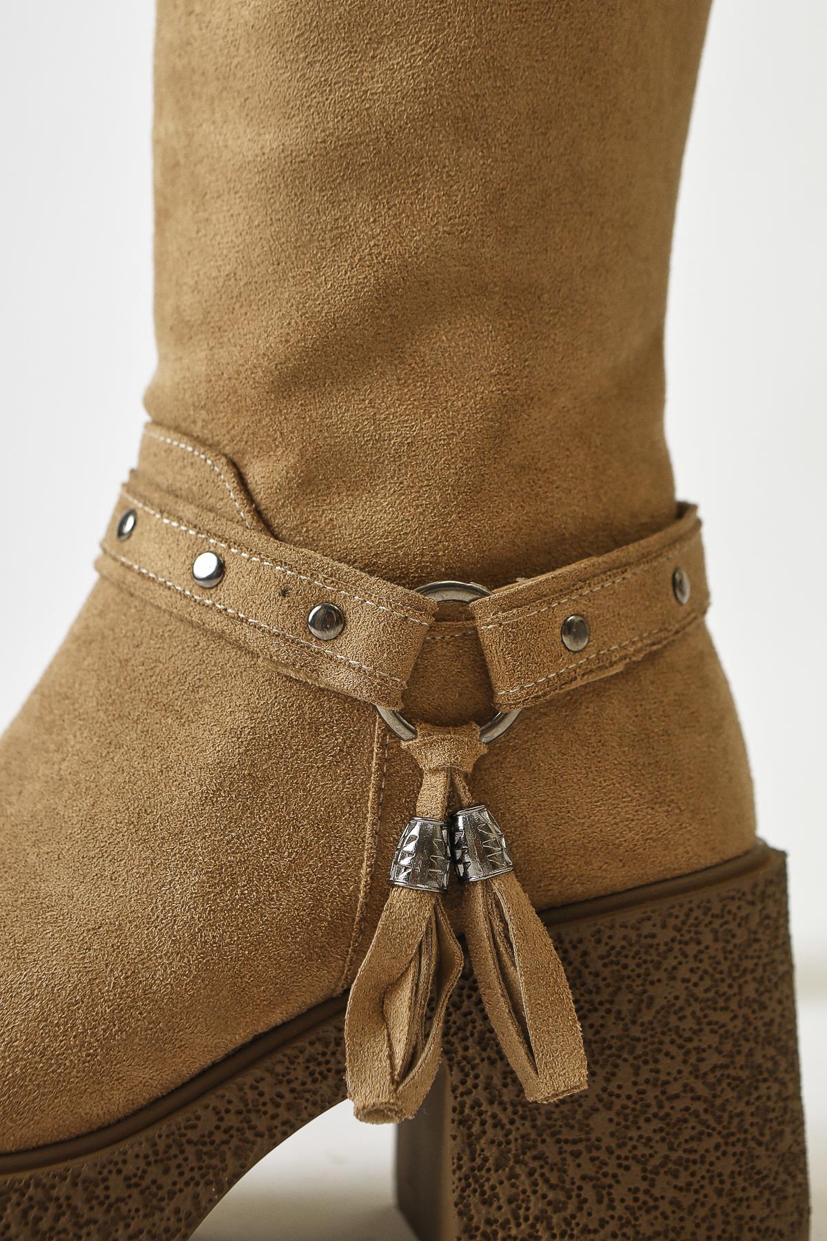 Kenzie Mink Suede Ankle Detail Boots