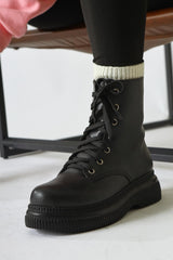 Cut Black Laced Boots