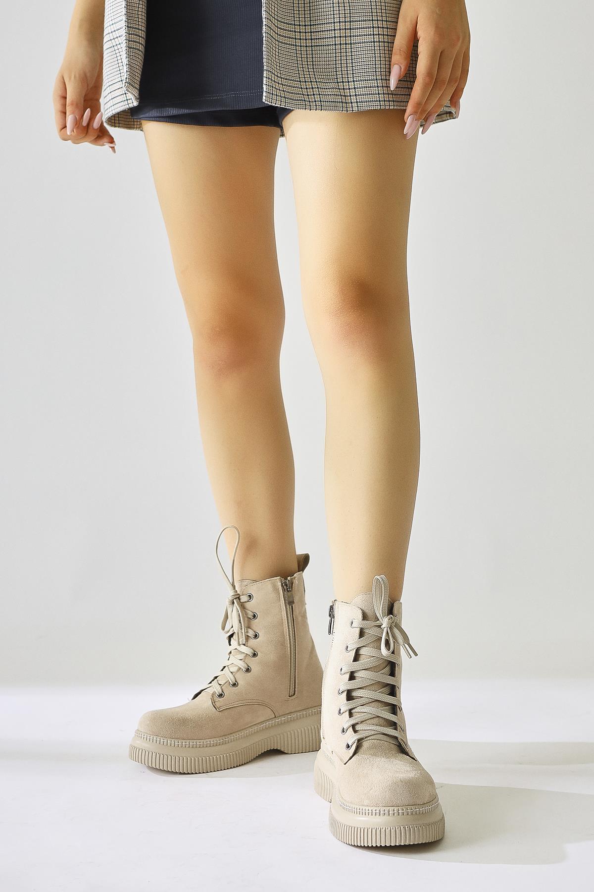 Cut Suede Lace-Up Boots