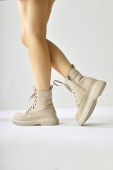 Cut Suede Lace-Up Boots