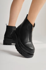 Knarik Black Zippered Thick Soled Boots