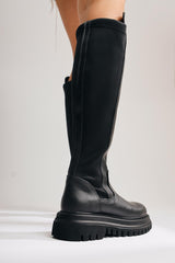 Latoya Black Stretch Detail Boots