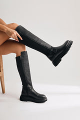 Latoya Black Stretch Detail Boots