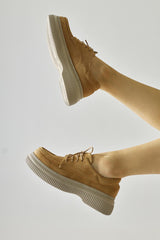 Laurina Nud Suede Lace-Up Casual Shoes