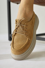 Laurina Nud Suede Lace-Up Casual Shoes