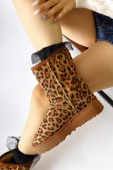 Lena-Birgitta Leopard Patterned Suede Fur Lined Pull-On Boots