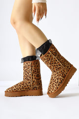 Lena-Birgitta Leopard Patterned Suede Fur Lined Pull-On Boots