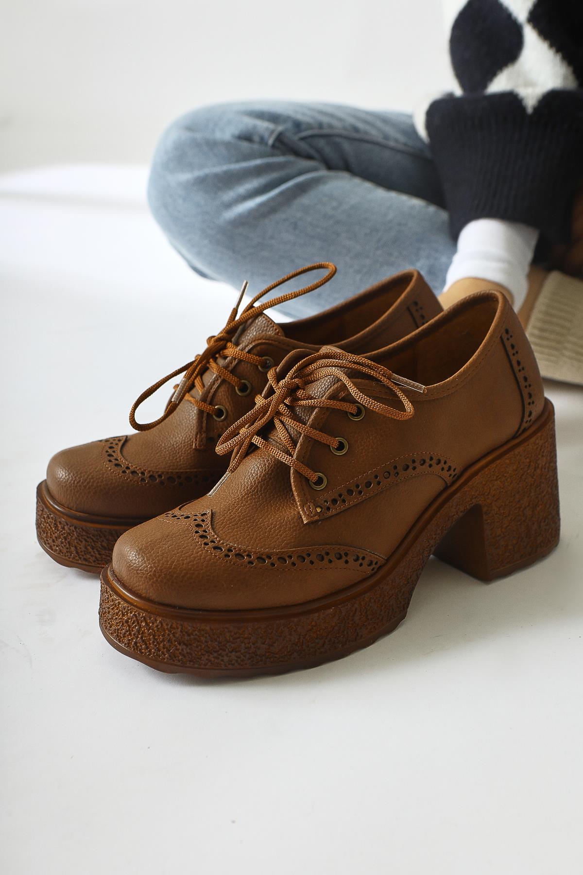 Lenie Tan Laser Cut Detailed Casual Shoes