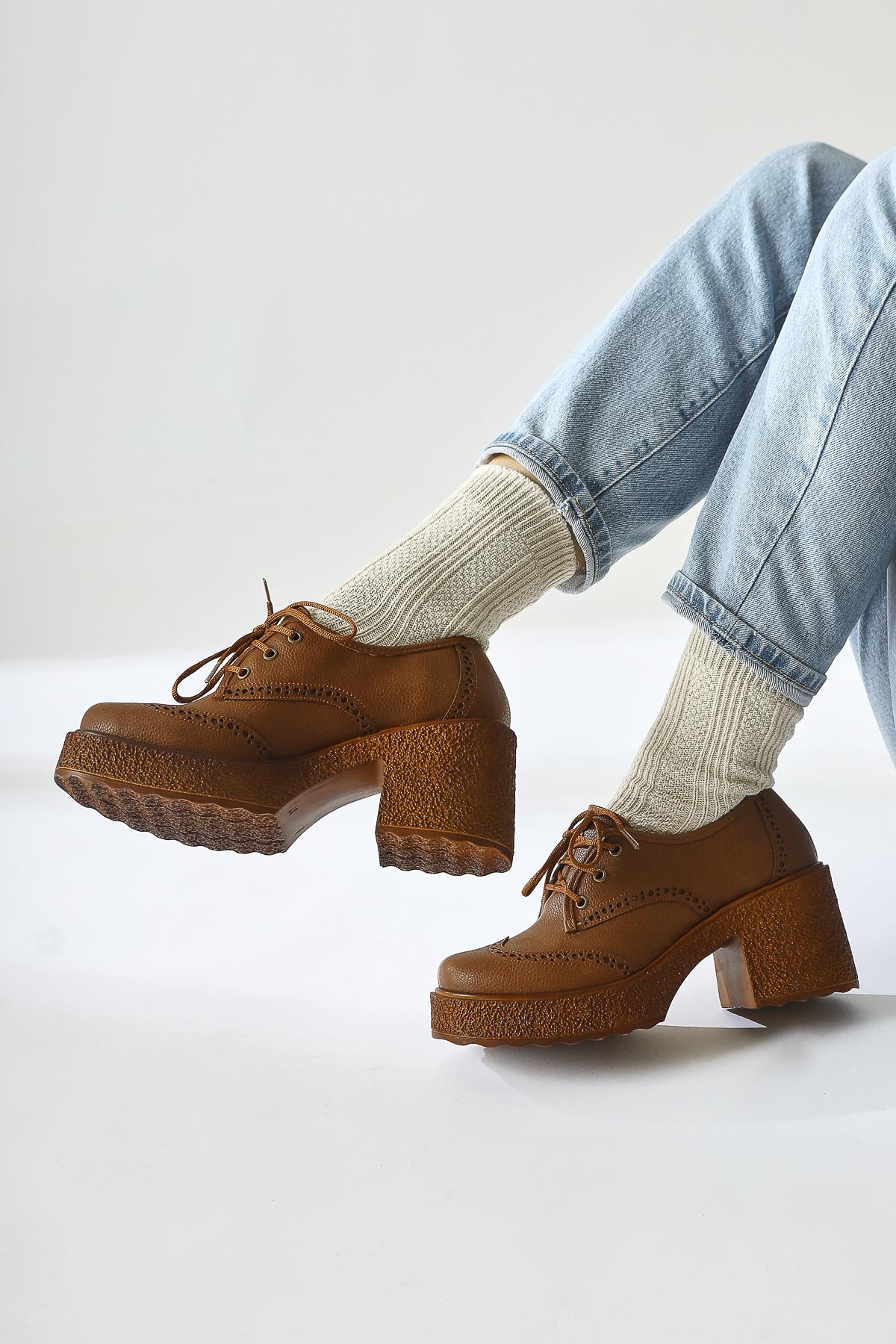 Lenie Tan Laser Cut Detailed Casual Shoes