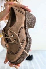 Lenie Mink Suede Laser Cut Detailed Casual Shoes