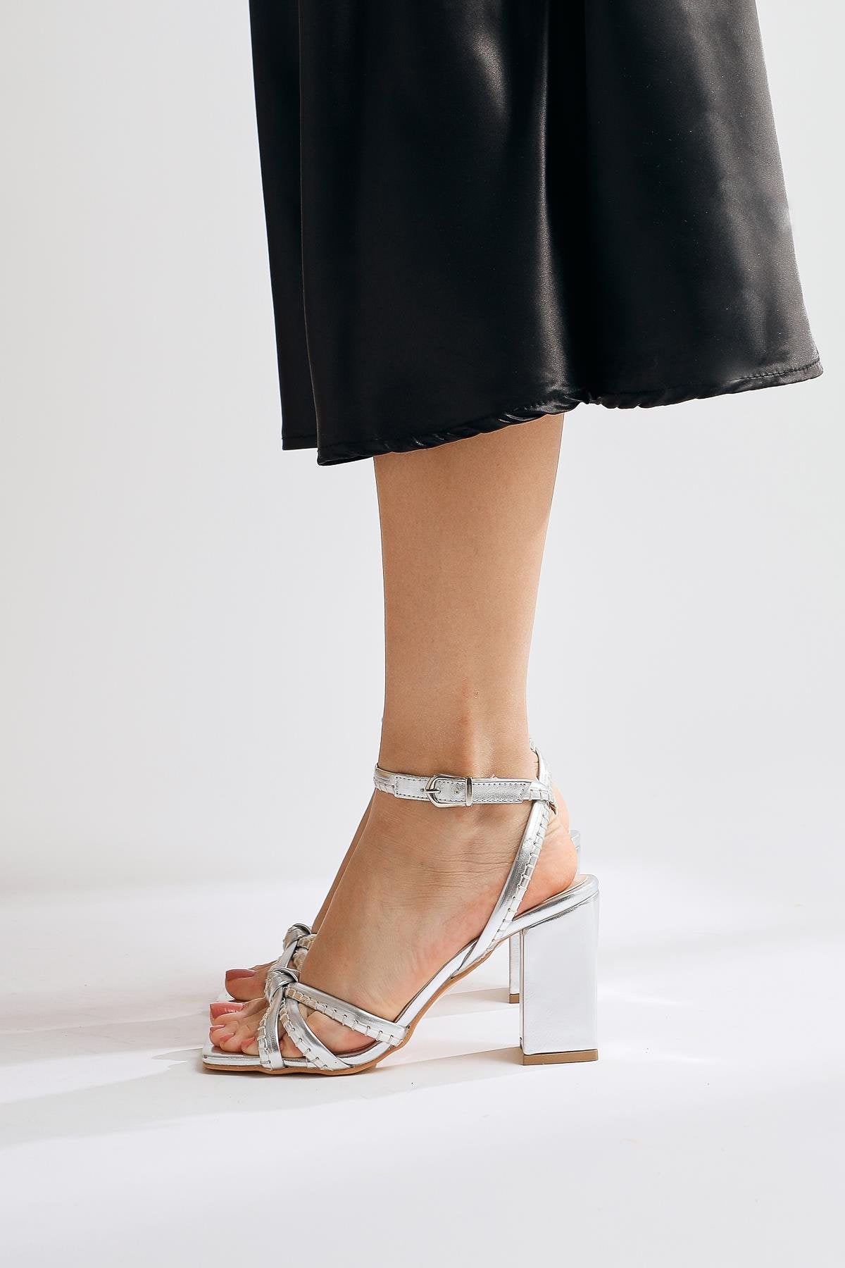 Lennie Silver Chunky Heel Sandals