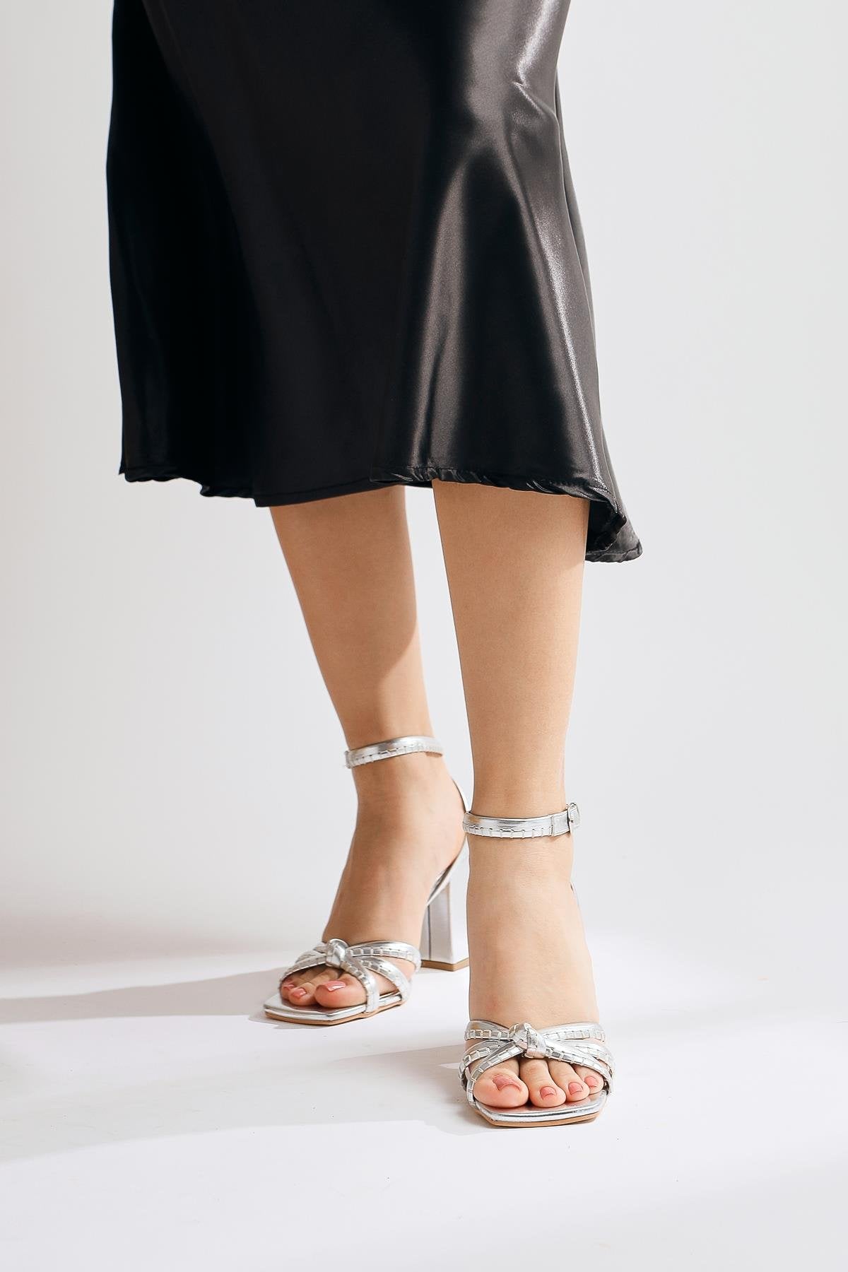 Lennie Silver Chunky Heel Sandals