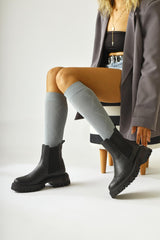 Leyah Black Laser Cut Detailed Rubber Boots