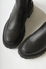 Leyah Black Laser Cut Detailed Rubber Boots