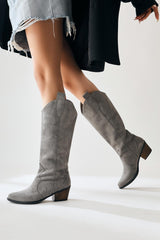 Lhena Grey Suede Western Pull-On Boots