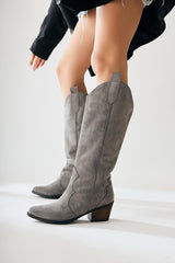 Lhena Grey Suede Western Pull-On Boots