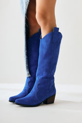 Lhena Blue Suede Western Pull-On Boots