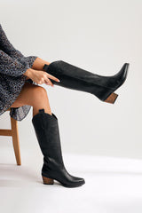 Lhena Black Western Pull On Boots