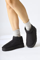 Lilly-Anne Black Suede Fur Lined Short Boots