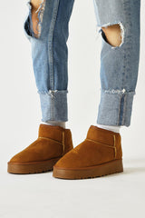 Lilly-Anne Brown Suede Fur Lined Short Boots