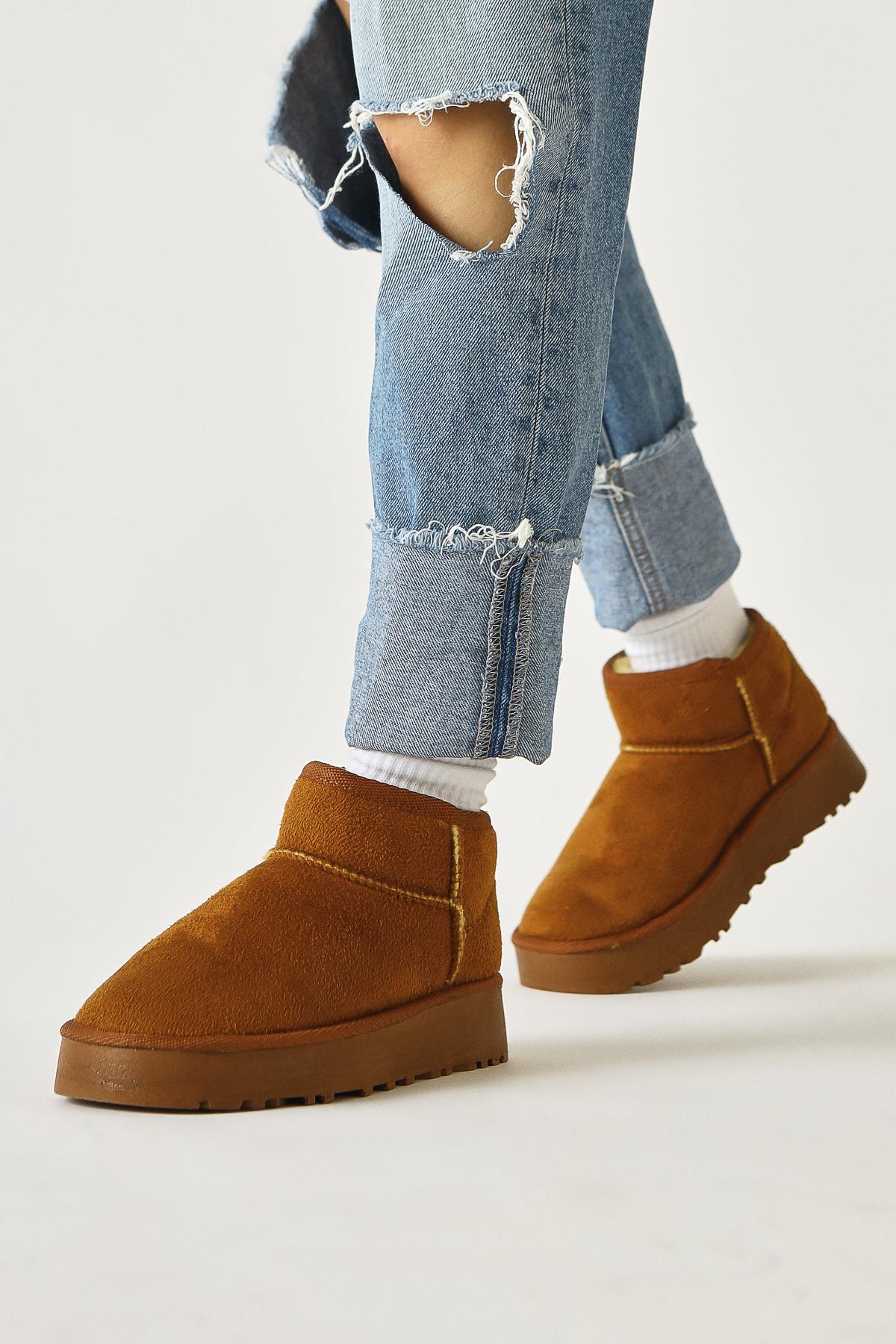 Lilly-Anne Brown Suede Fur Lined Short Boots