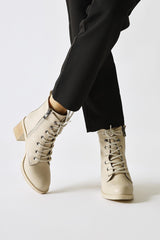 Lonny Nej Oval Toe Lace-Up and Zippered Heeled Boots