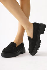 Lorenza Black Suede Loafers