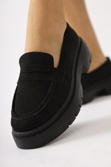 Lorenza Black Suede Loafers