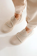 Lorrie Beige Stone Detailed Stone Detailed Sneakers