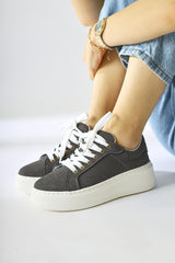 Lubica Smoke Suede Oval Thick Soled Sneakers